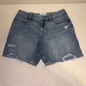Abercrombie Kids MIDI rise baggy medium Blue Jean Short frayed size 11/12